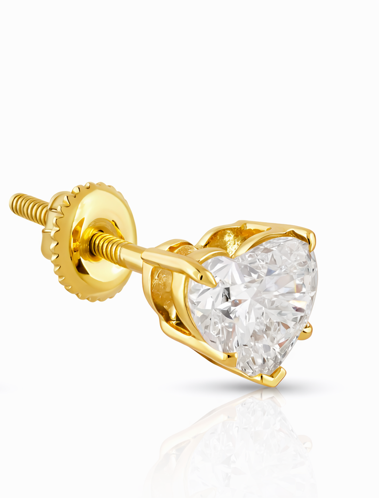 Heart Shaped 1Ct Lab Grown Diamond Stud Earrings