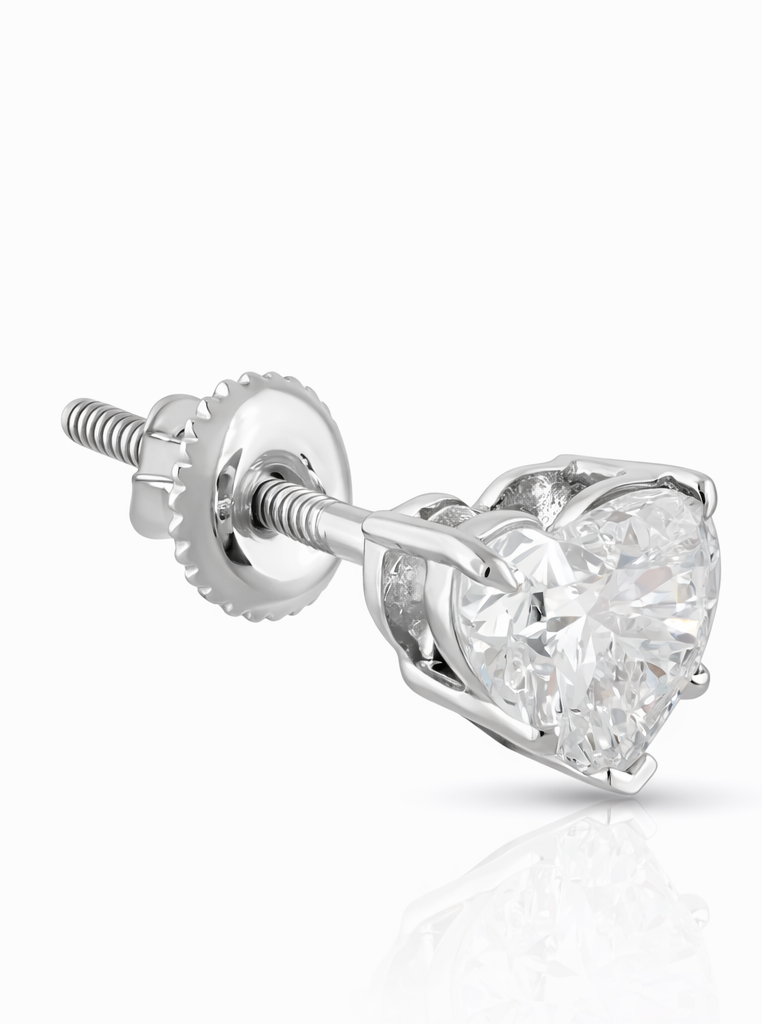 Heart Shaped 1Ct Lab Grown Diamond Stud Earrings