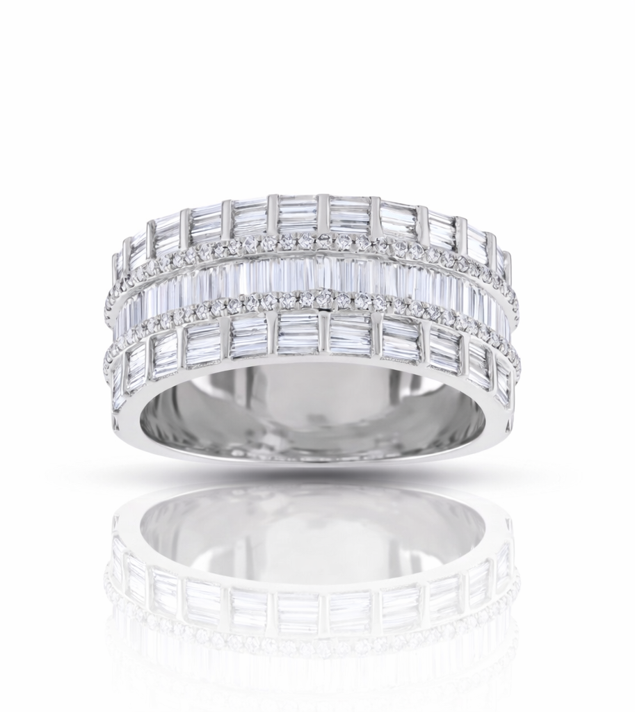 Baguette Diamond Statement Ring – 1.67ct Lab Diamonds | Luxury Multi-Row Band