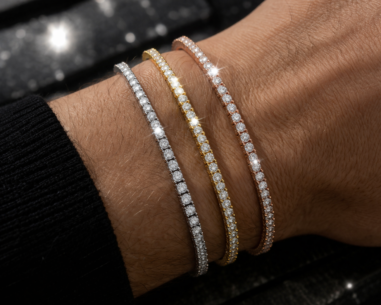 Silver, gold, rose gold diamond bracelet GLAM NYC