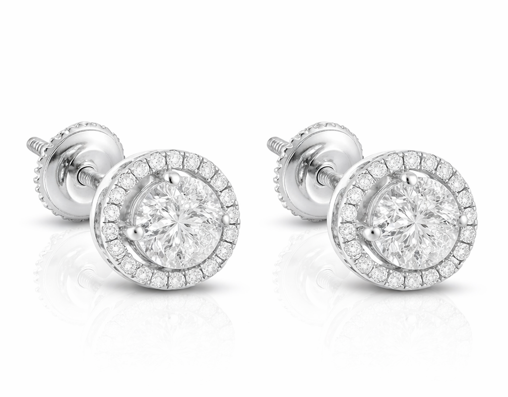 1.14ct Halo Lab Diamond Stud Earrings
