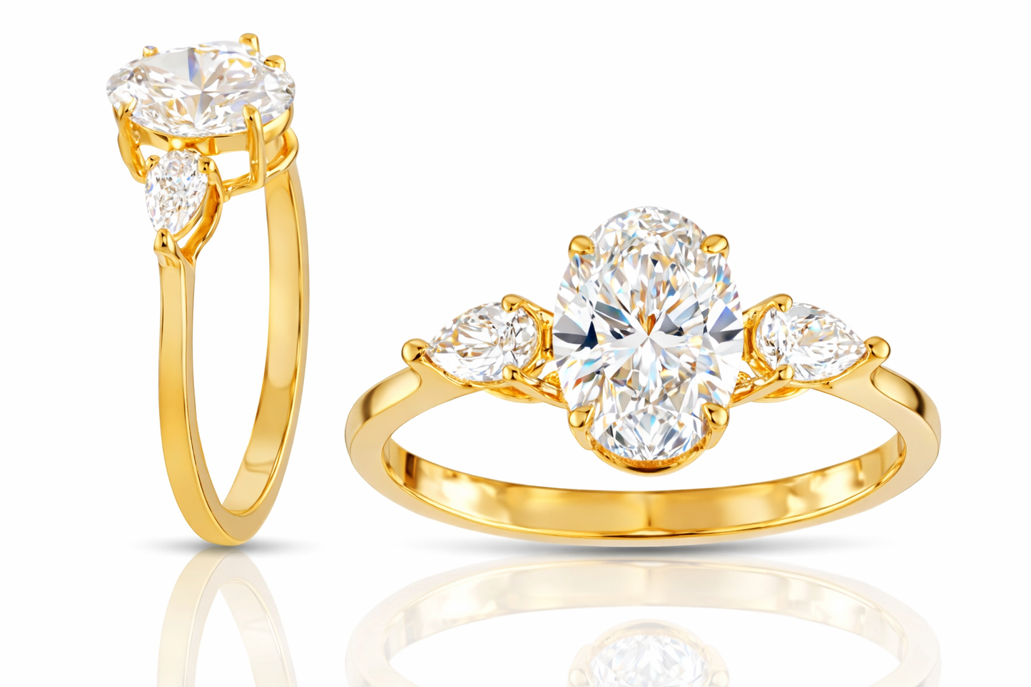 Oval Cut Lab-Grown Diamond Engagement Ring (Sterling Silver)