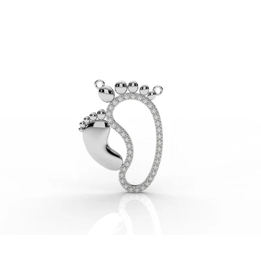 Iced Baby Footprint Pendant – 1.33 CT Diamond Accent | Sterling Silver