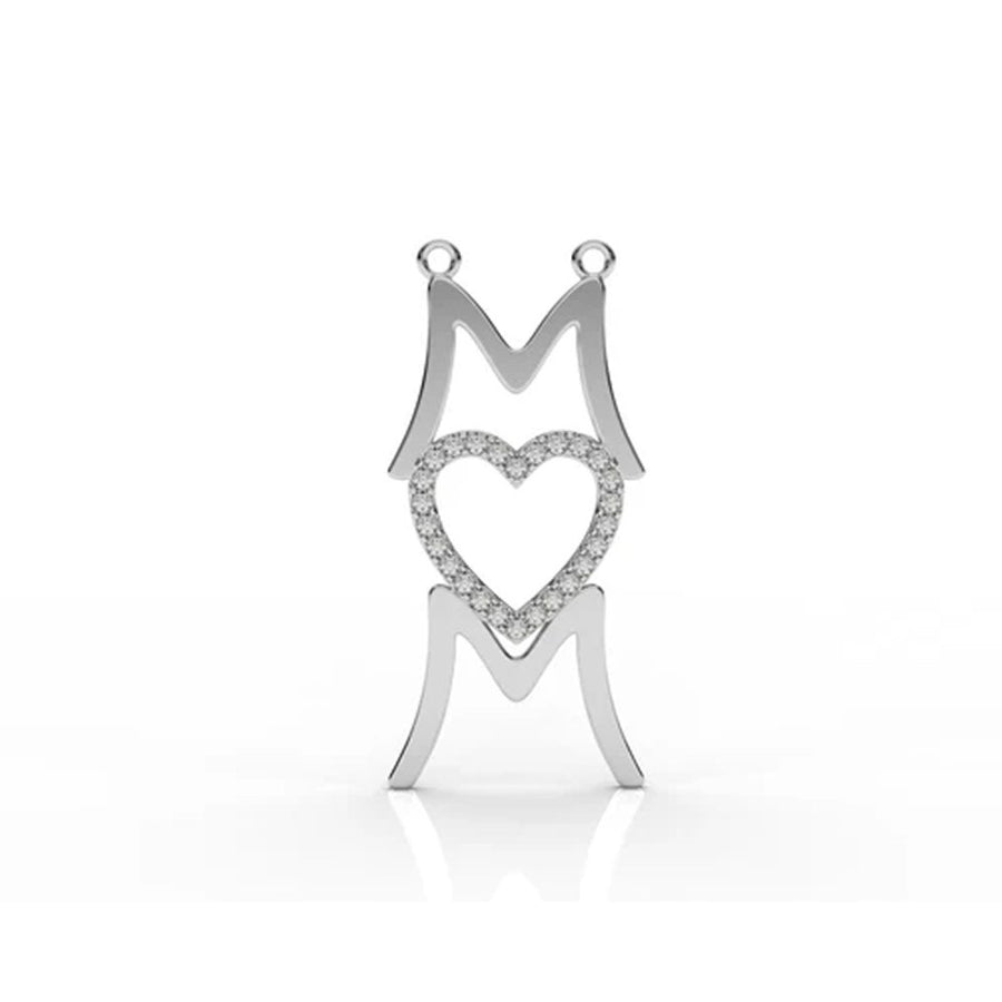 Iced Crown Heart “Mom” Pendant – 0.45 CT Diamond Accent | Sterling Silver