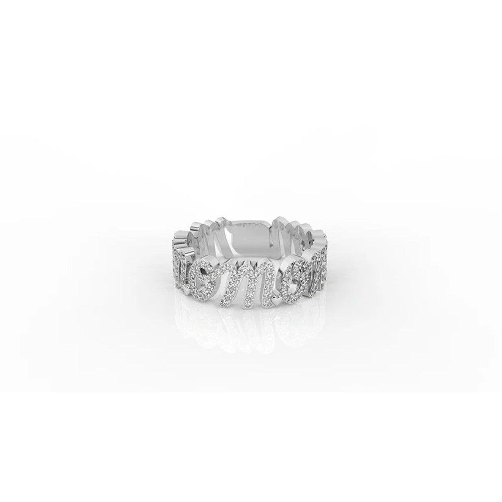 Iced Diamond Baguette MOM Twist Ring – 0.69 CT | Sterling Silver