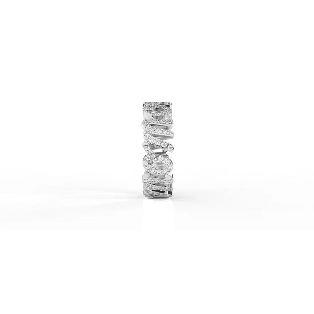 Iced Diamond Baguette MOM Twist Ring – 0.69 CT | Sterling Silver