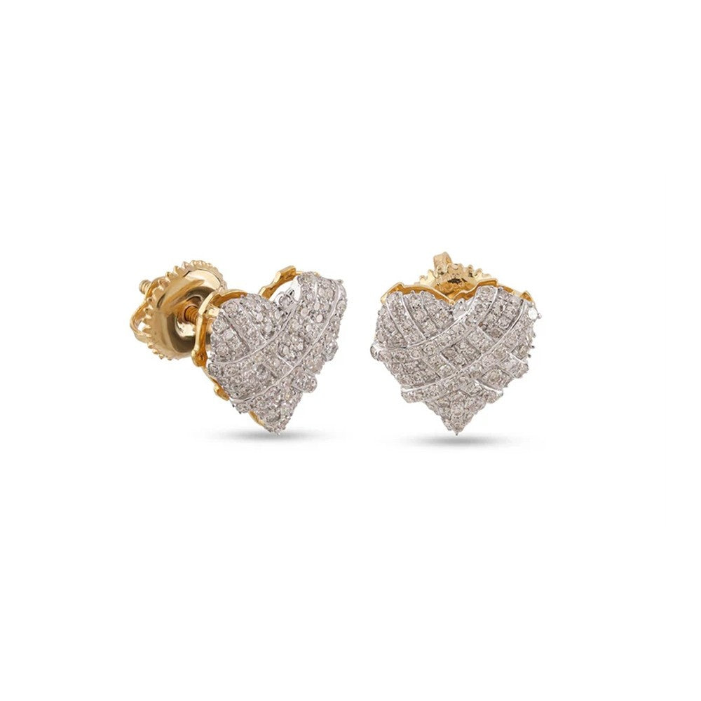 Iced Heart Lab-Grown Diamond Stud Earrings (Sterling Silver)