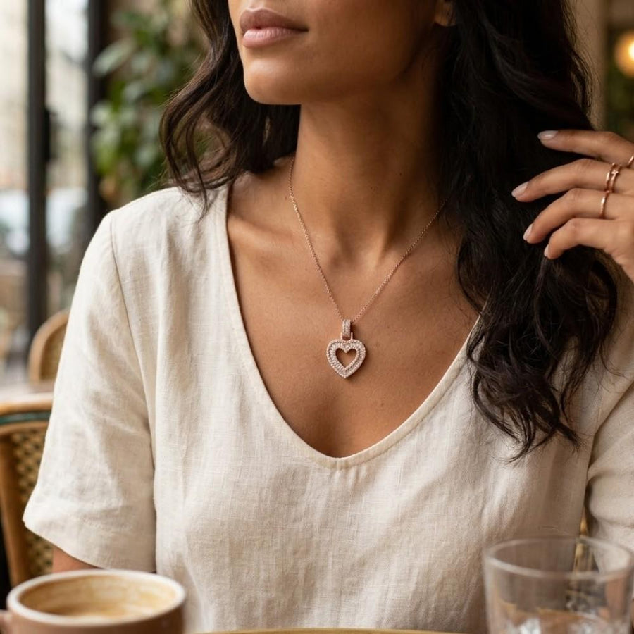 Iced Heart Lab Diamond Pendant (1.05ct Total)