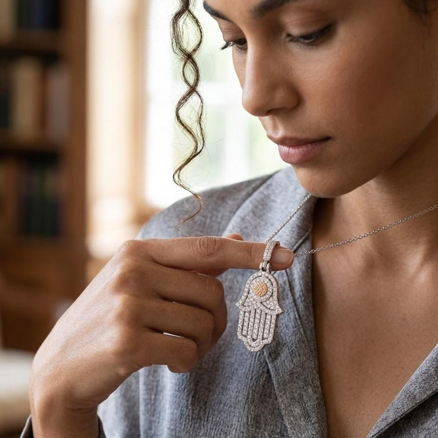 Iced Out Hamsa Pendant

