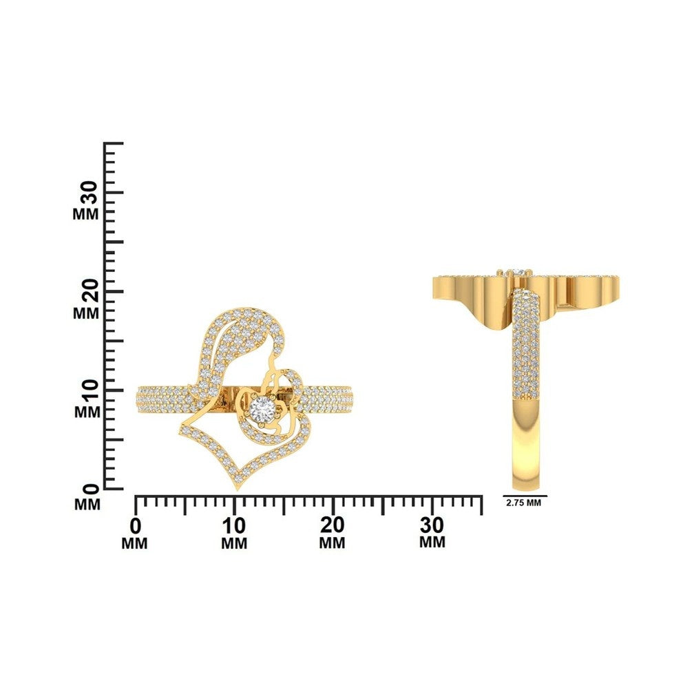 Interlocking Heart Lab Diamond Ring – 0.54 CTW Sterling Silver Ring