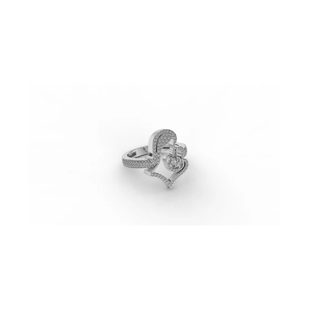 Interlocking Heart Lab Diamond Ring – 0.54 CTW Sterling Silver Ring