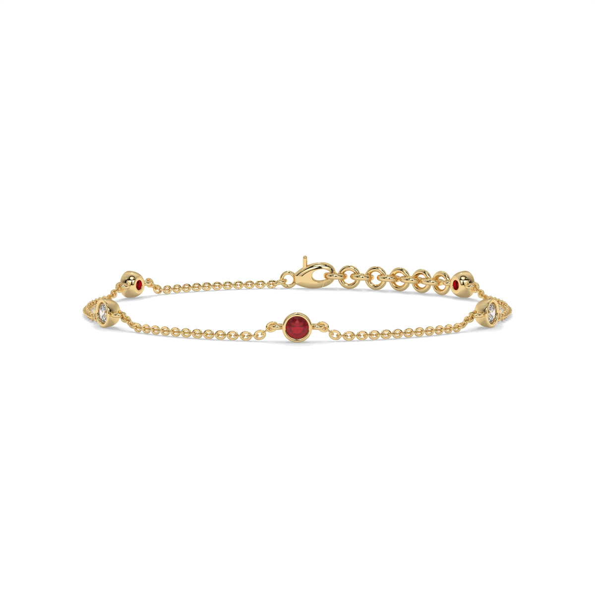 Gold bracelet with red gemstones GLAM NYC