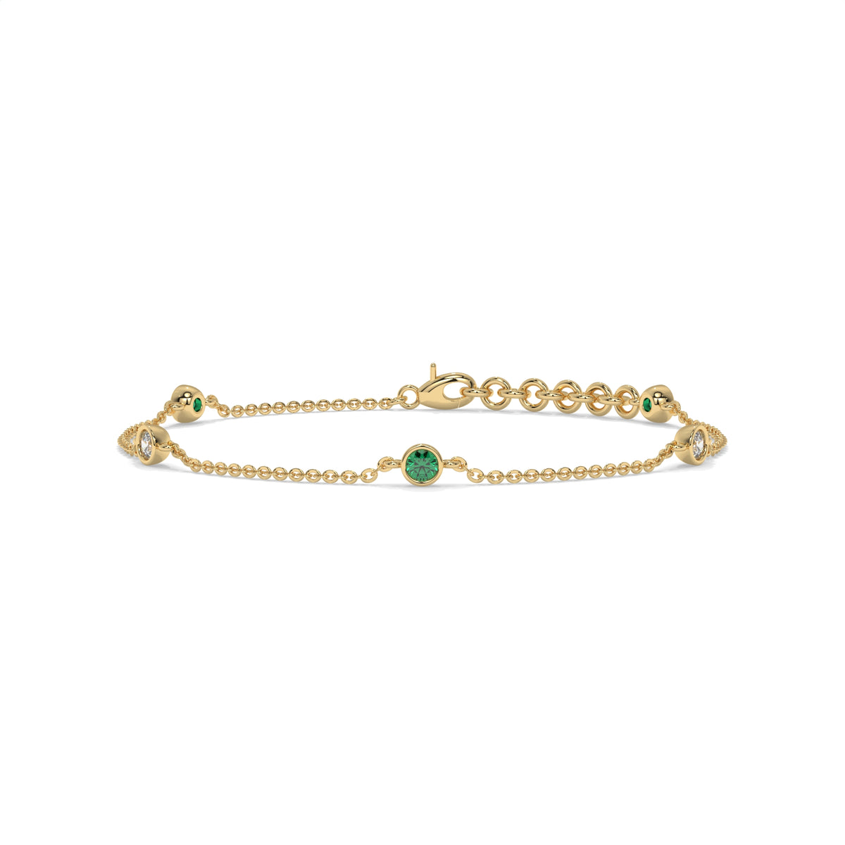 Gold bracelet with green gemstones GLAM NYC