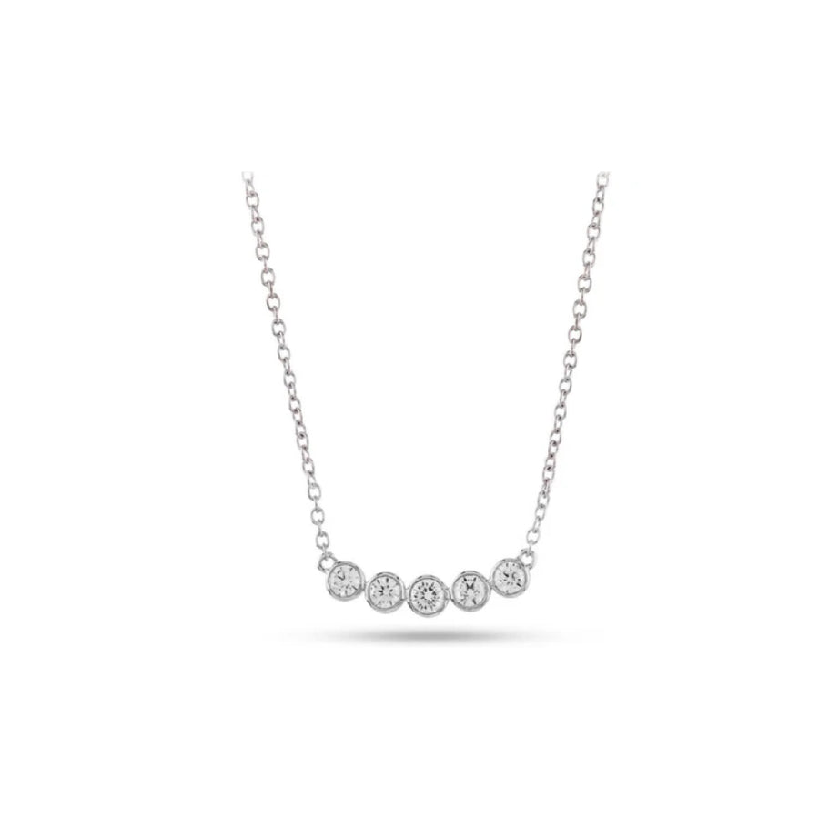 Lab-Grown Diamond Bezel-Set Graduated Curved Bar Necklace