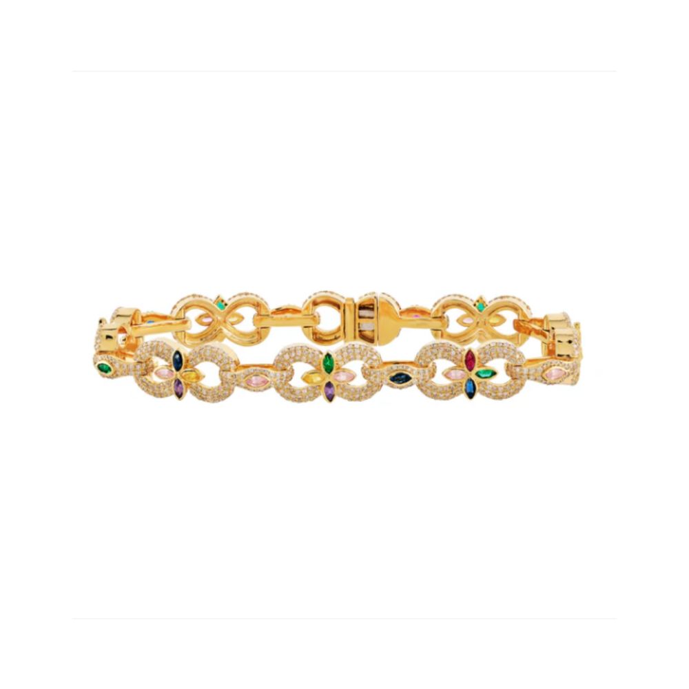 Luxury Multi-Stone Link Bracelet – 3.41 CT Diamond Accent | Sterling Silver