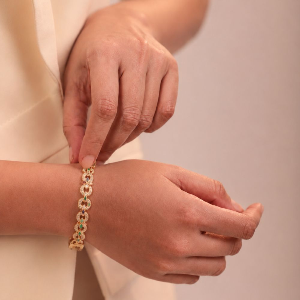 Luxury Multi-Stone Link Bracelet – 3.41 CT Diamond Accent | Sterling Silver