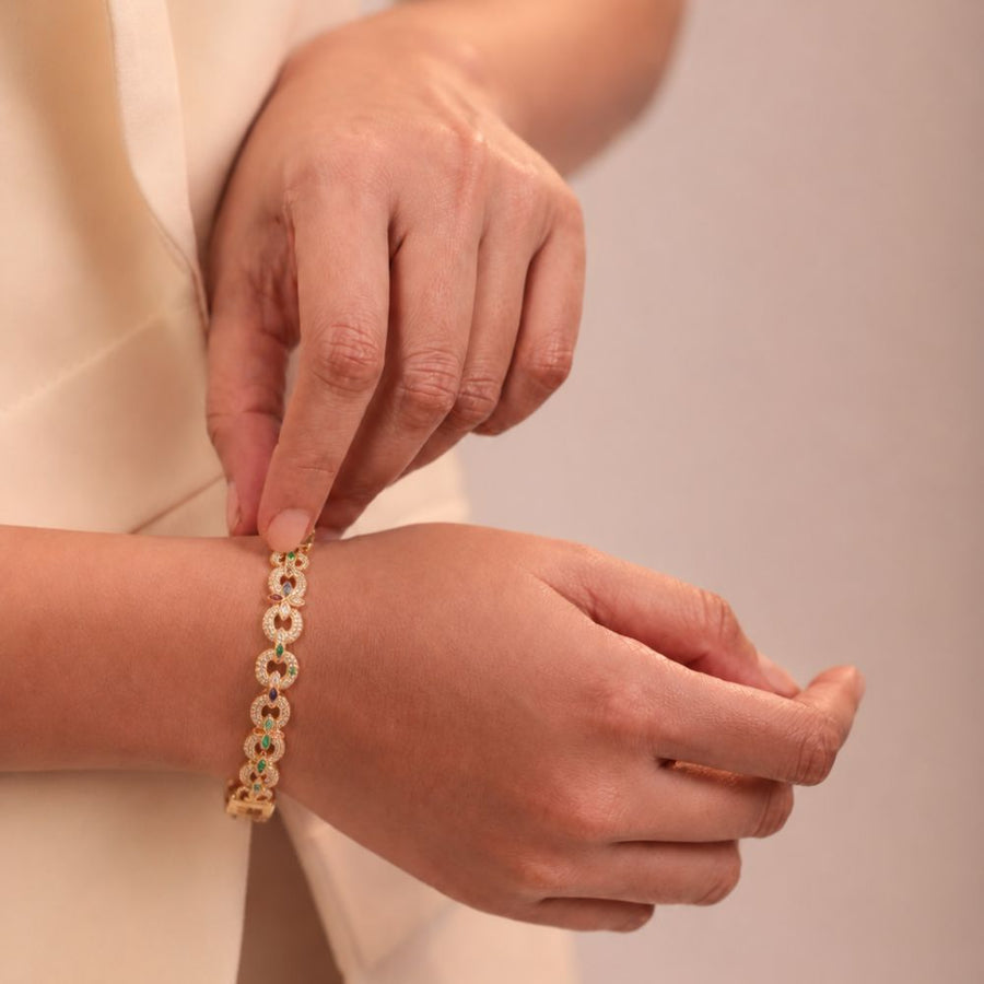 Luxury Multi-Stone Link Bracelet – 3.41 CT Diamond Accent | Sterling Silver