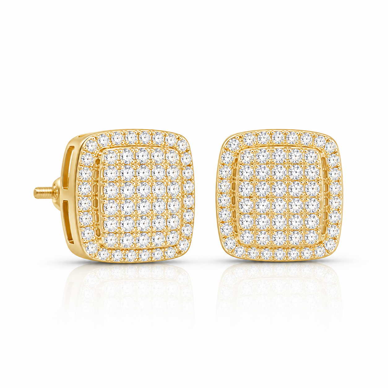 Micro Pave Square Stud Earrings 0.39CT