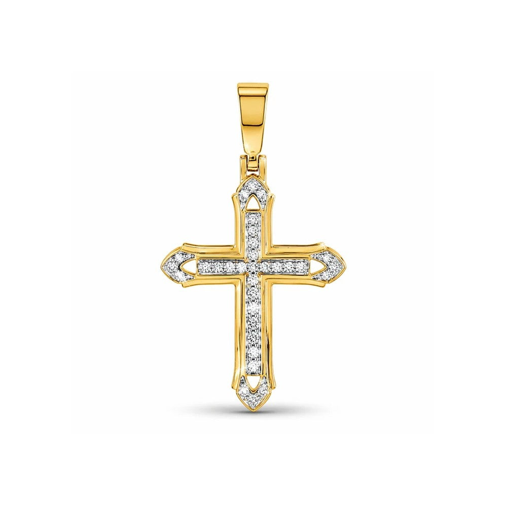 Minimal Arrow Tip Diamond Cross Pendant – Sterling Silver