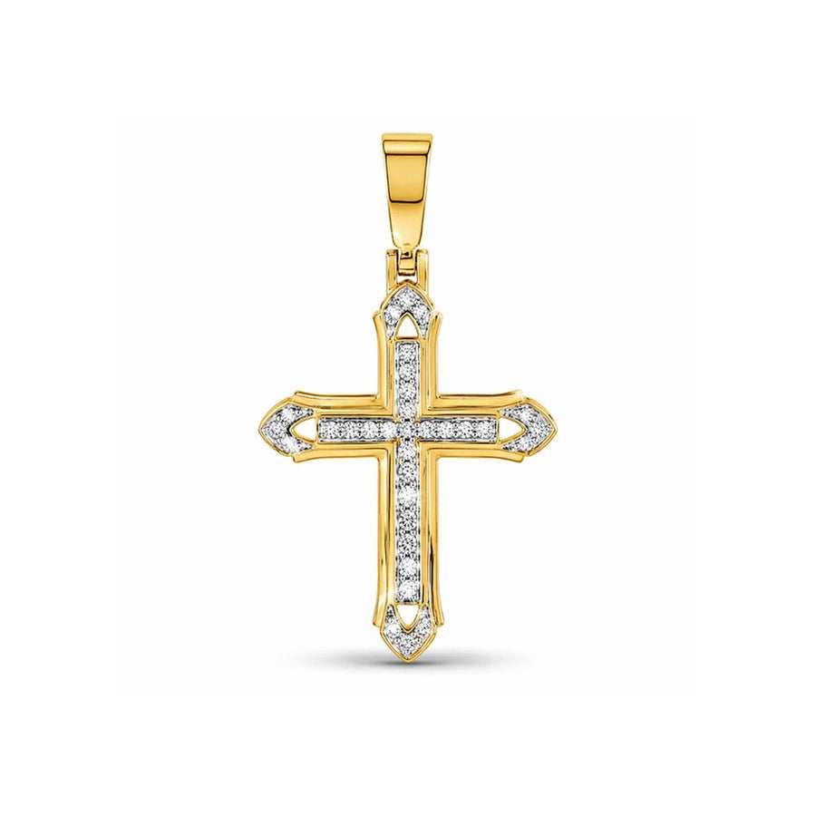 Minimal Arrow Tip Diamond Cross Pendant – Sterling Silver