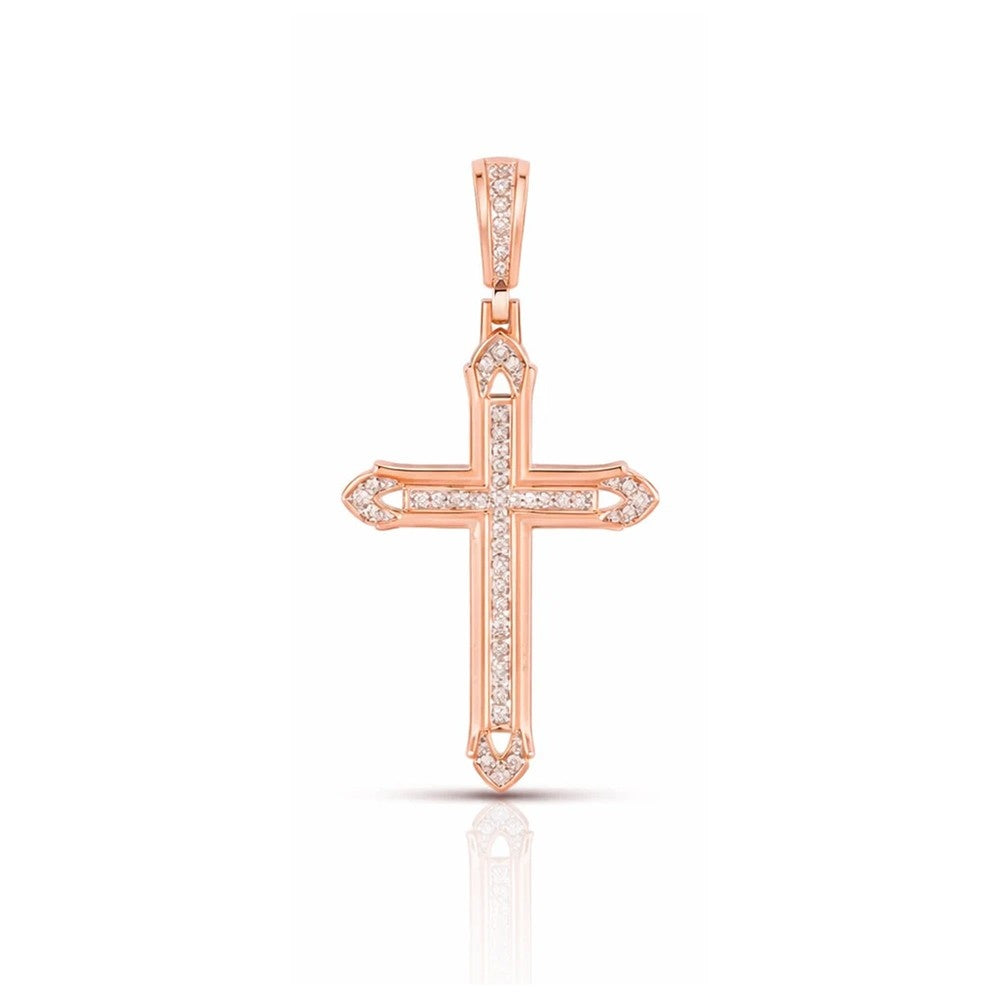 Minimal Arrow Tip Diamond Cross Pendant – Sterling Silver