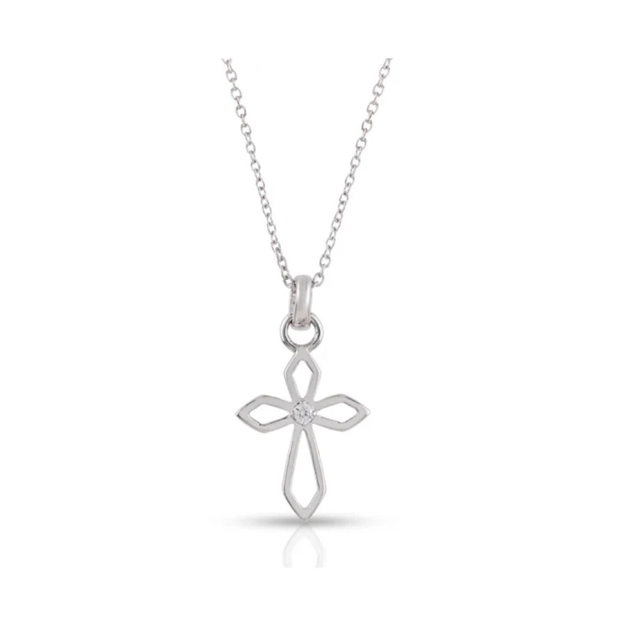 Minimal Diamond Cross Necklace Set – Sterling Silver
