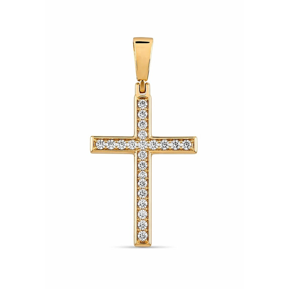 Minimal Micro-Pavé Diamond Cross Pendant – Sterling Silver