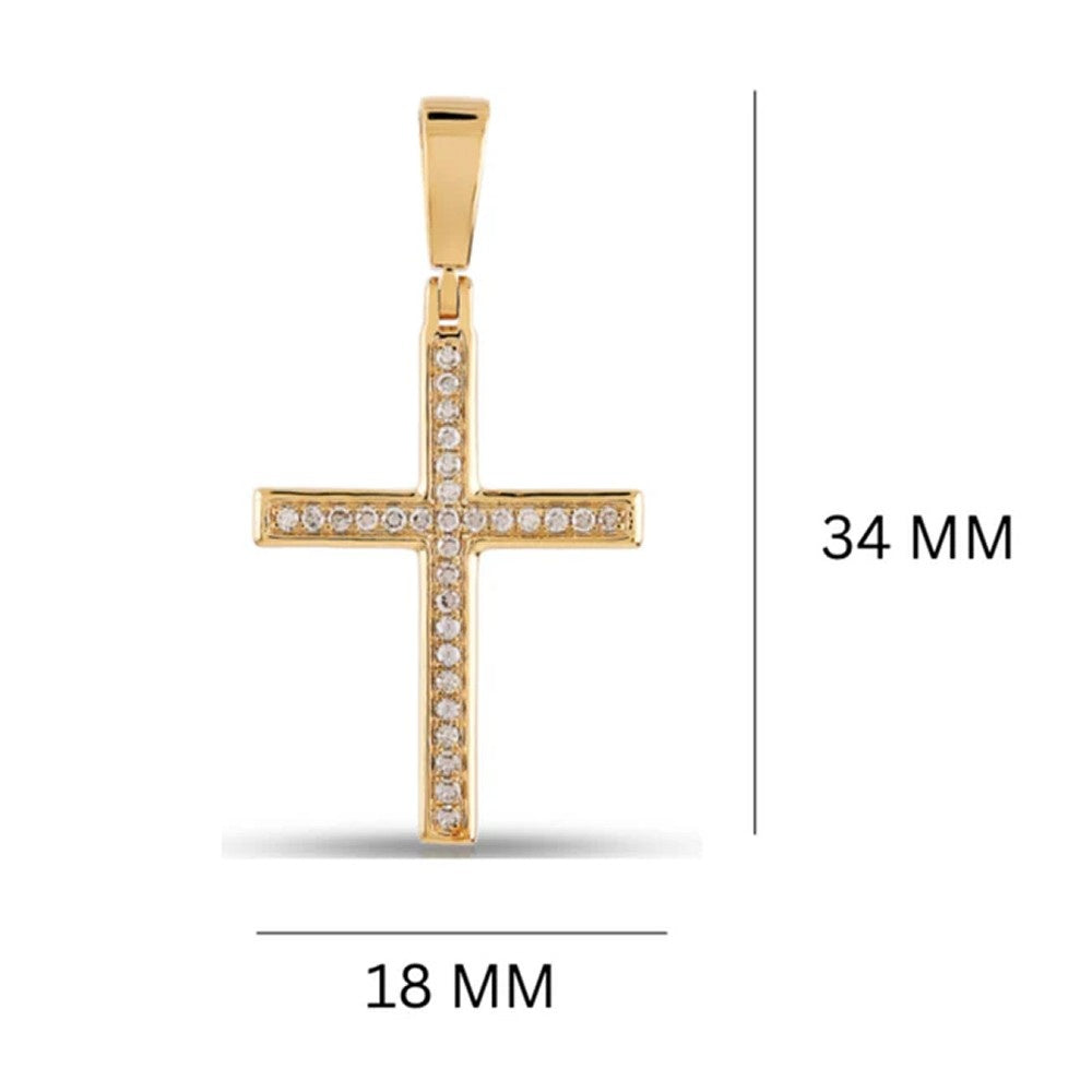 Minimal Micro-Pavé Diamond Cross Pendant – Sterling Silver