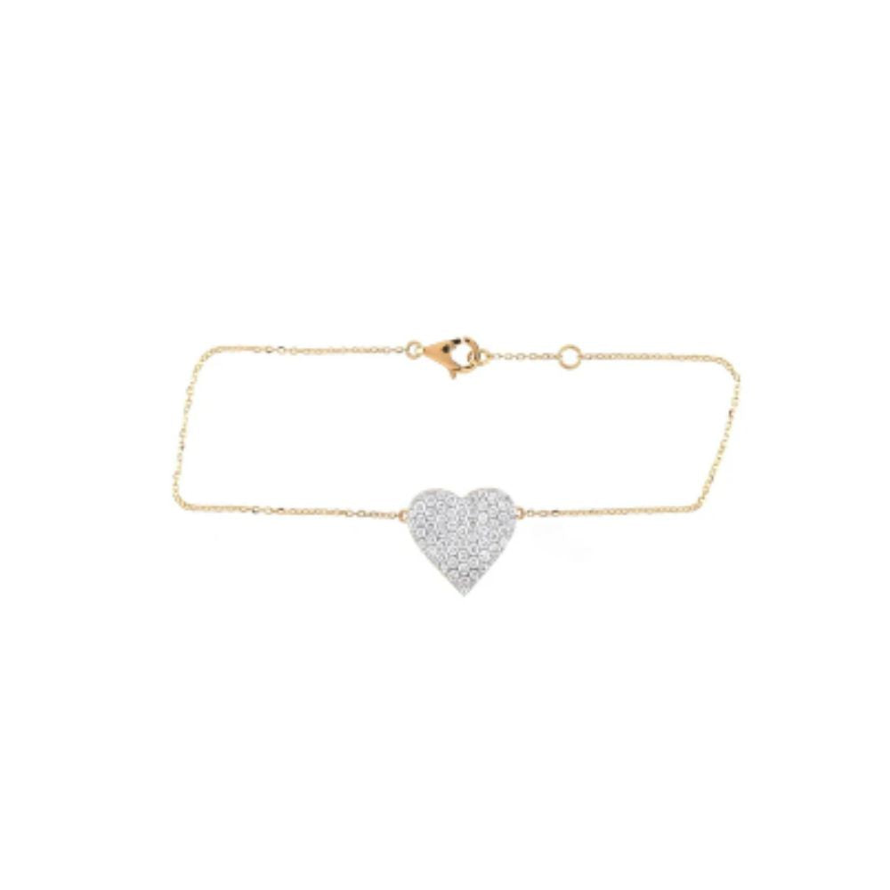 Minimal Pavé Diamond Heart Bracelet – 0.24ct Lab Diamonds (Sterling Silver)