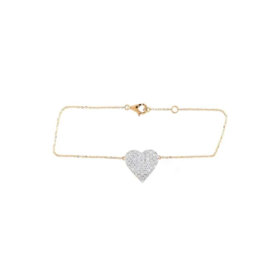 Minimal Pavé Diamond Heart Bracelet – 0.24ct Lab Diamonds (Sterling Silver)