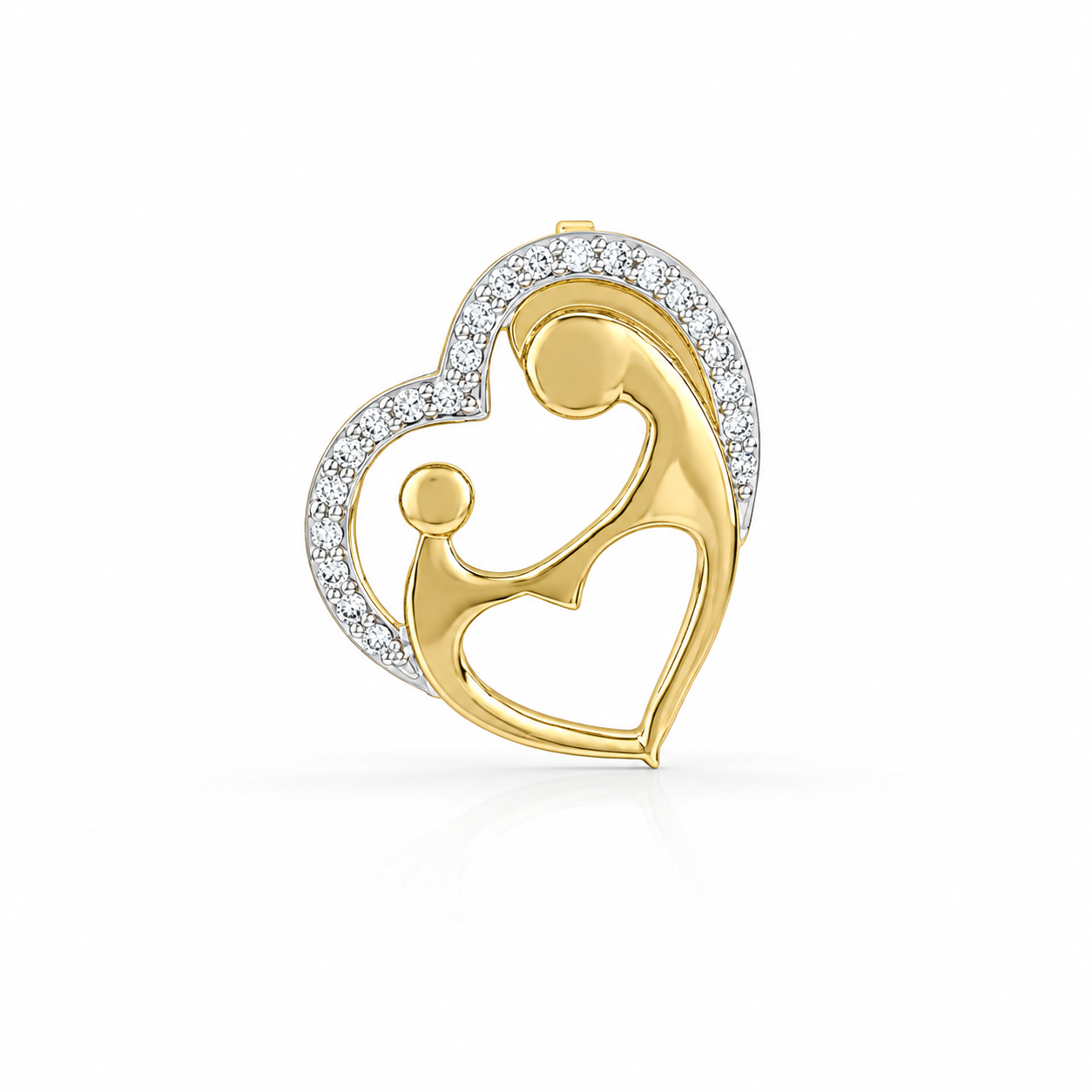 Mother & Child Heart Diamond Pendant Necklace - 0.13 CTW