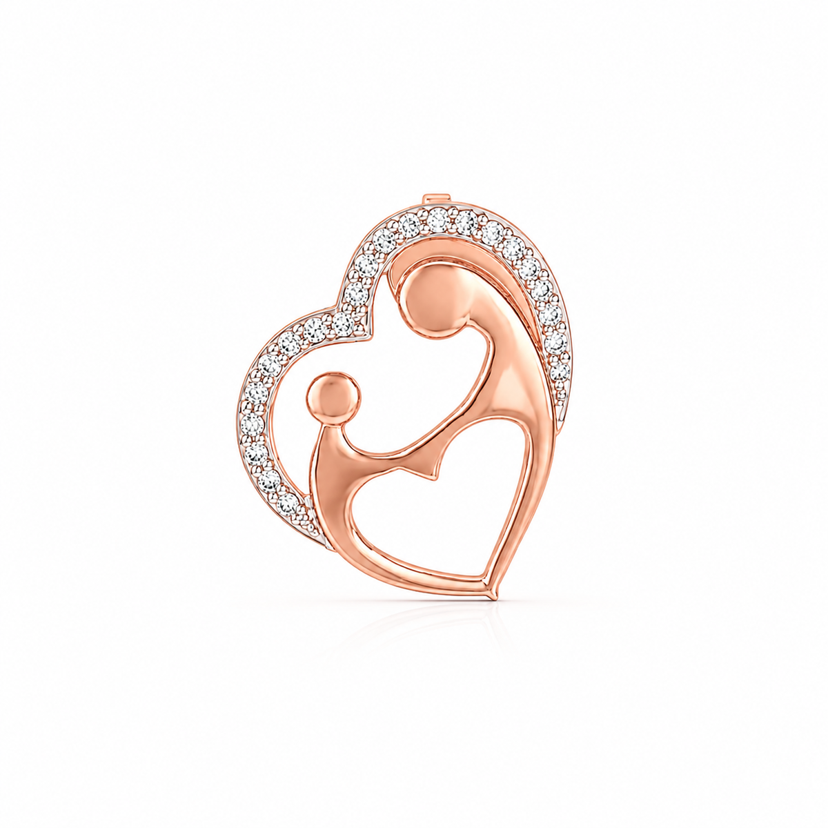 Mother & Child Heart Diamond Pendant Necklace - 0.13 CTW_1