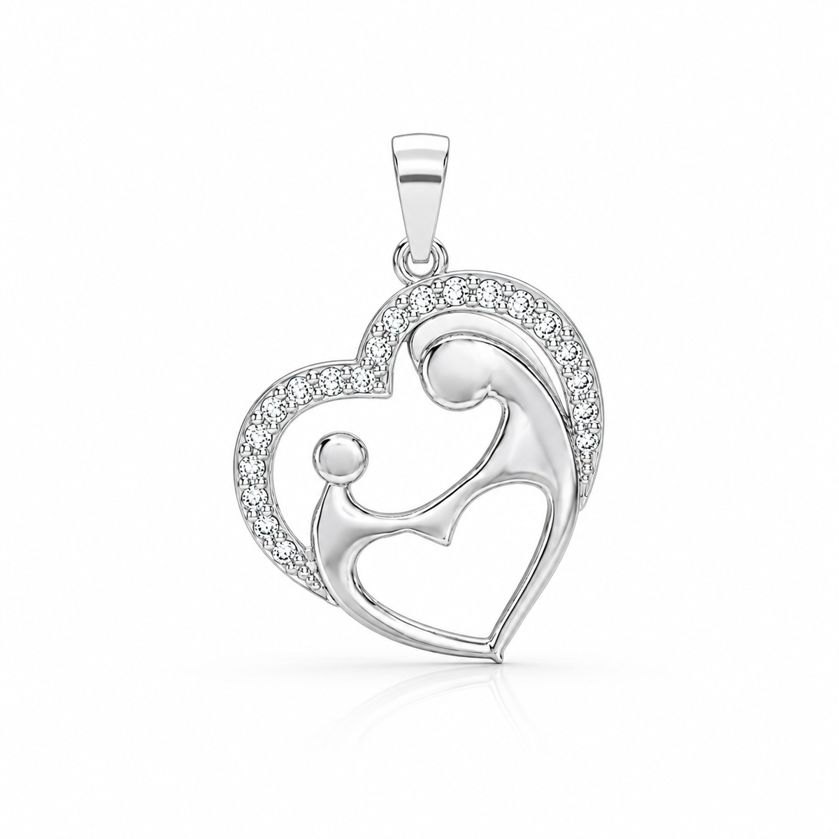 Mother & Child Heart Diamond Pendant Necklace - 0.13 CTW_2