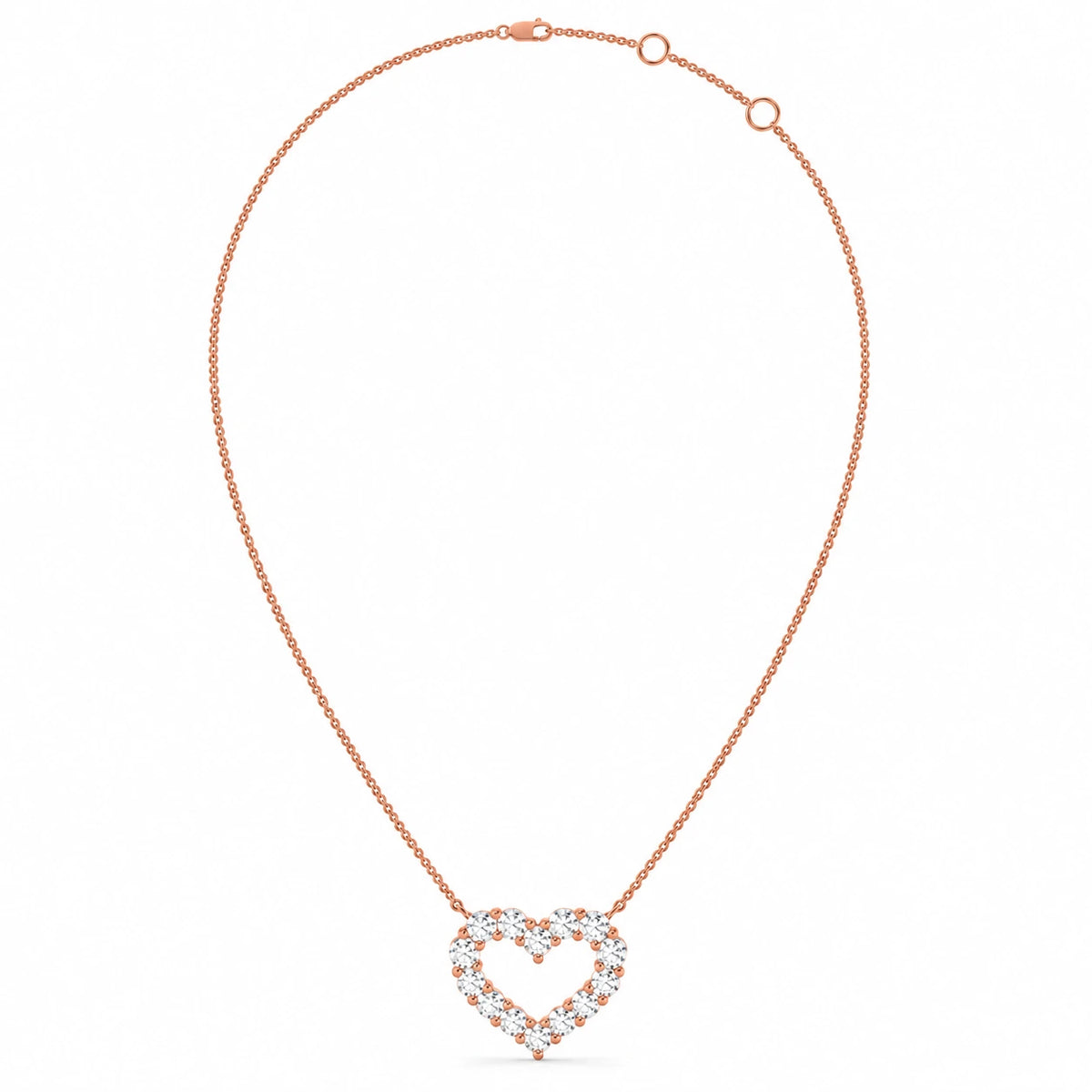 Open Heart Necklace – 0.48 CTW Rose Gold Full chain