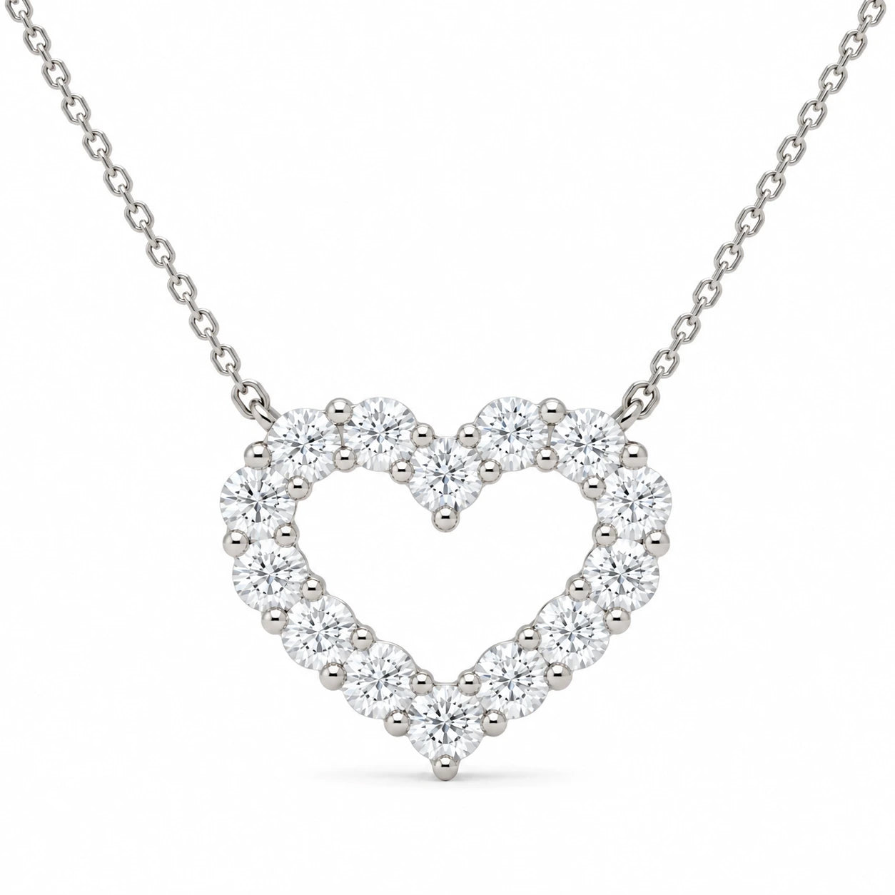 Open Heart Necklace – 0.48 CTW White Gold Half Chain