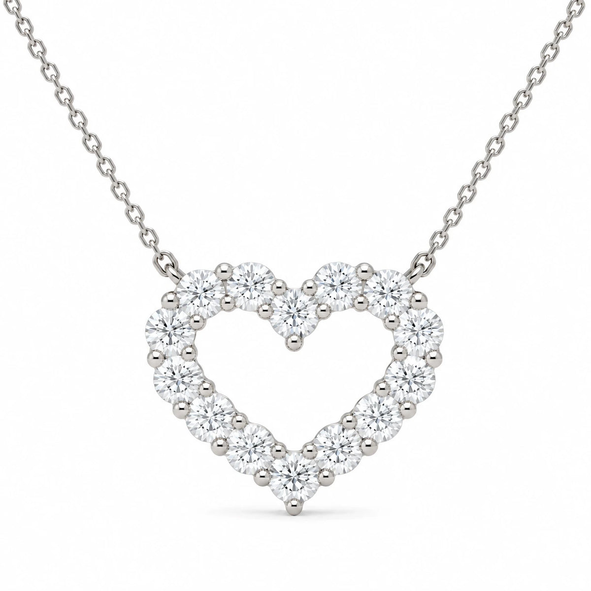 Open Heart Necklace – 0.48 CTW White Gold Half Chain