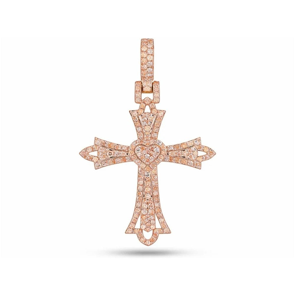 Rose gold cross pendant with heart GLAM NYC