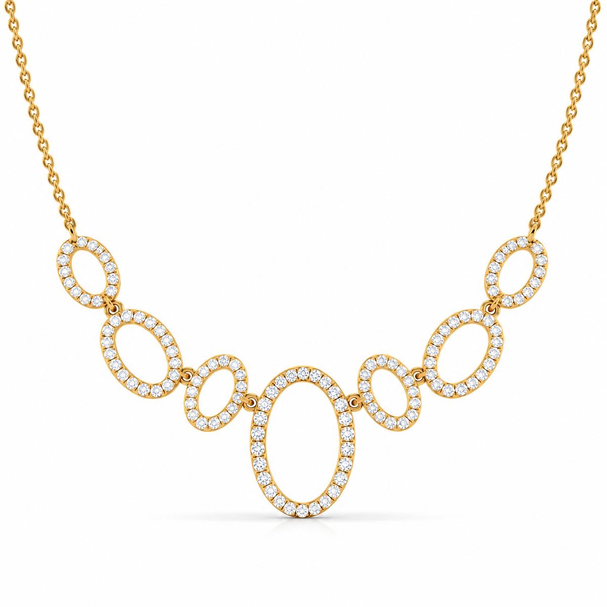 Oval Halo Diamond Statement Necklace – 1.64 CTW-3