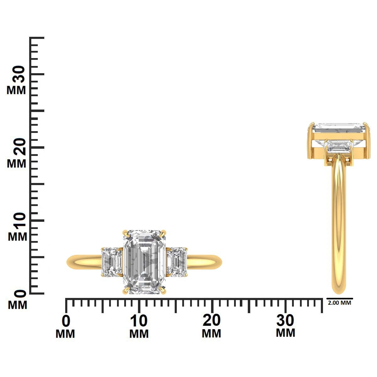 2.50 CTW Emerald Cut Diamond Engagement Ring