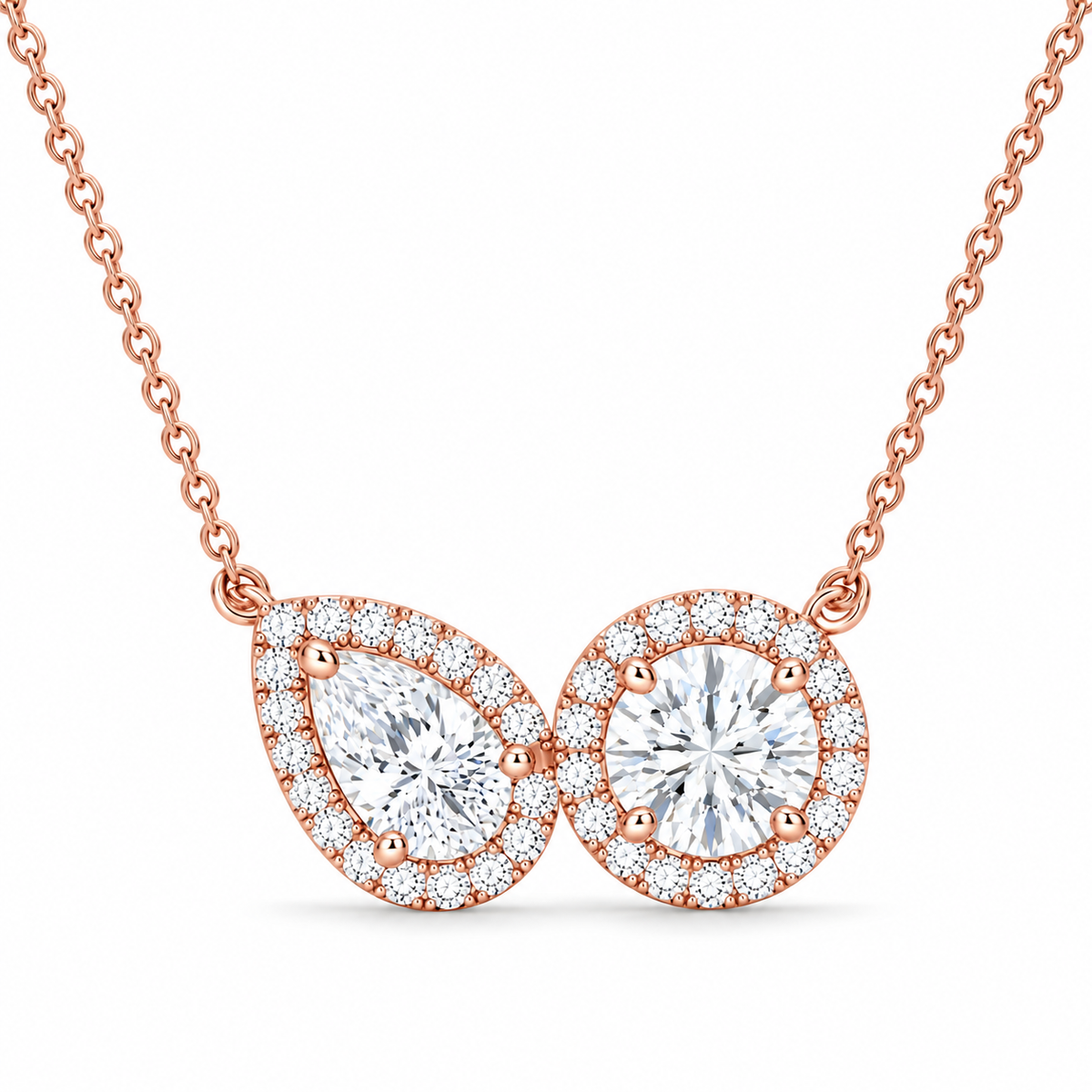 Pear & Halo Diamond Pendant Necklace – 0.93 CTW-1