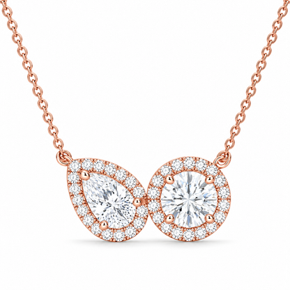 Pear & Halo Diamond Pendant Necklace – 0.93 CTW-1