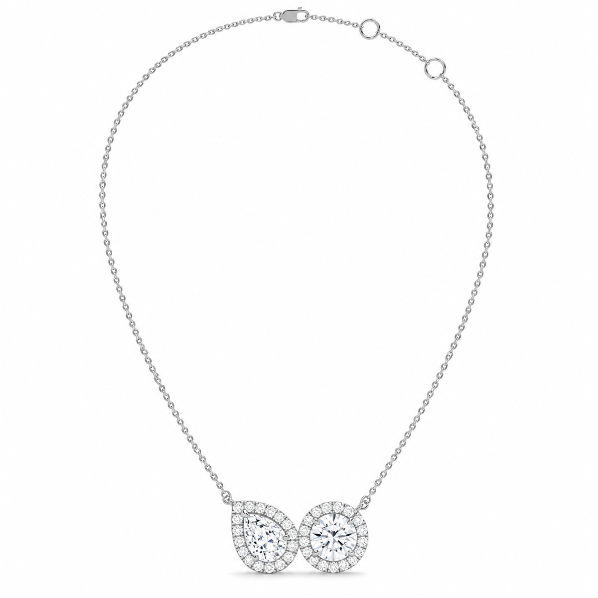 Pear & Halo Diamond Pendant Necklace – 0.93 CTW-3