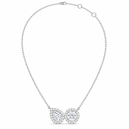 Pear & Halo Diamond Pendant Necklace – 0.93 CTW-3
