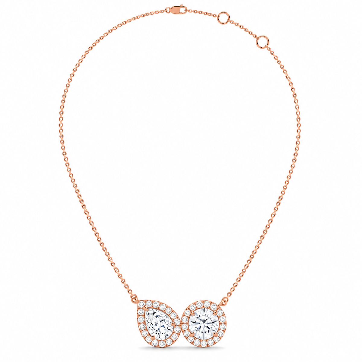 Pear & Halo Diamond Pendant Necklace – 0.93 CTW-4