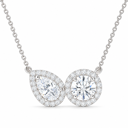 Pear & Halo Diamond Pendant Necklace – 0.93 CTW