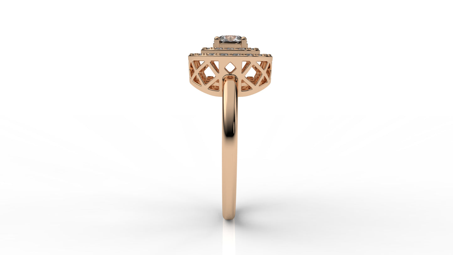 Rose gold ring with a diamond GLAM NYC