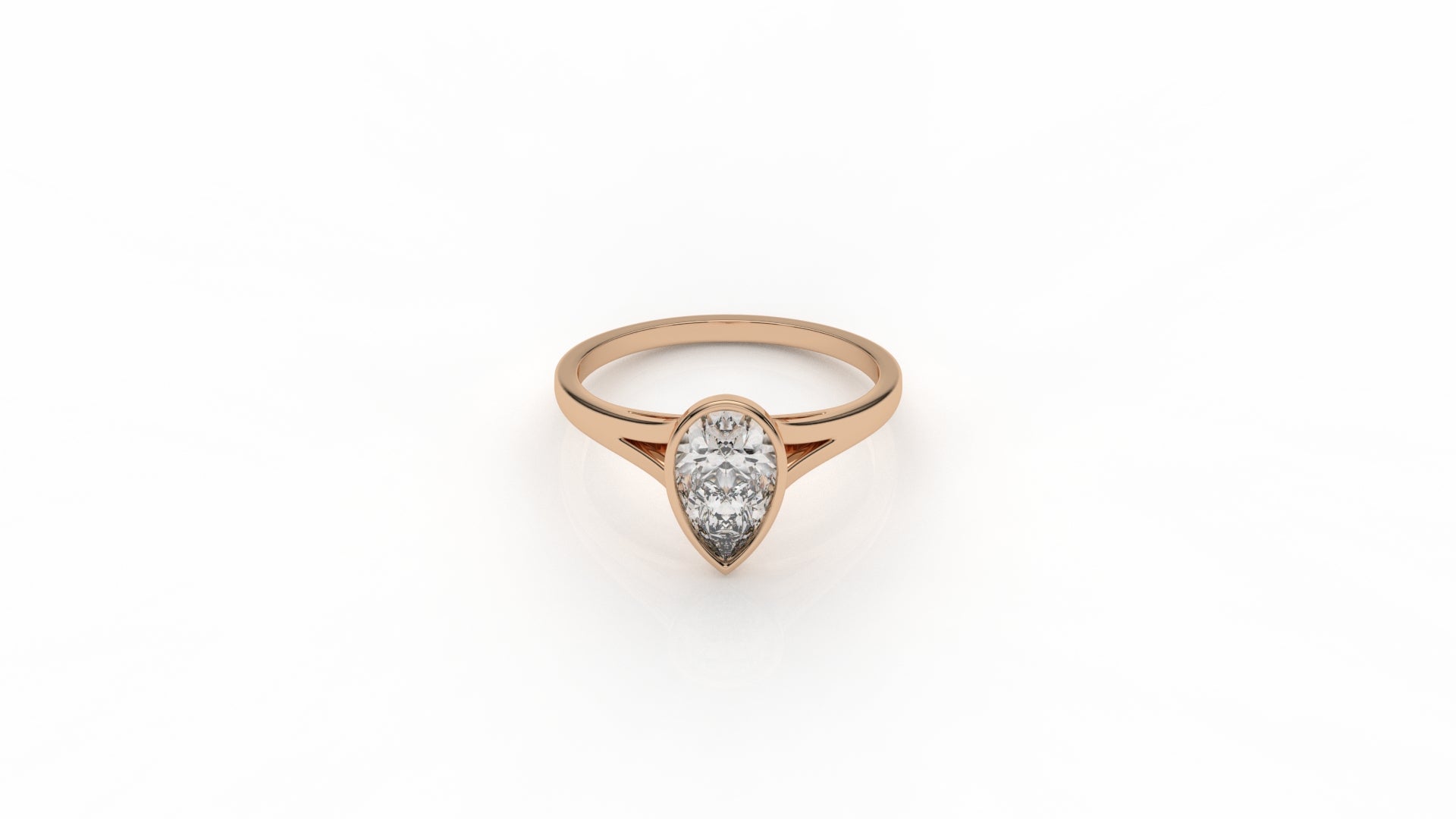 Rose gold ring with a pear-shaped diamond GLAM NYC