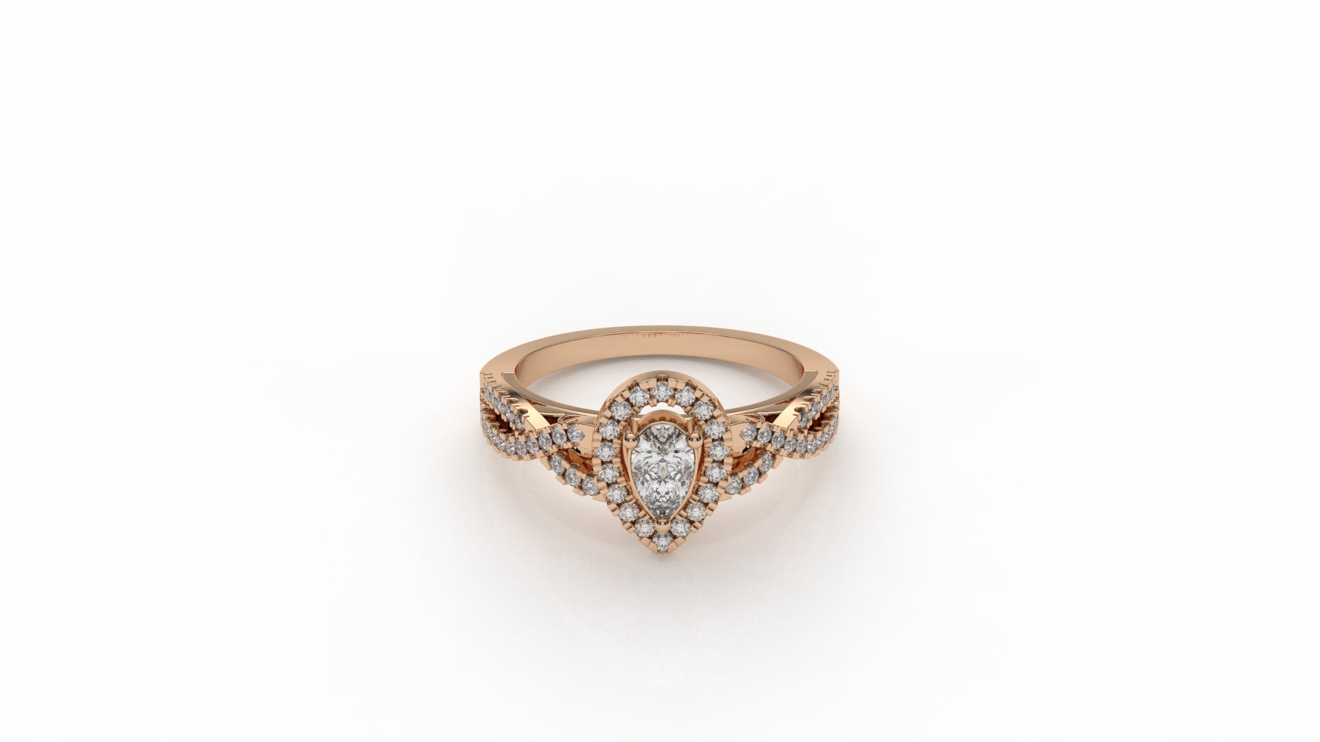 Rose gold ring with a pear-shaped diamond GLAM NYC
