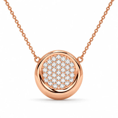 Round Cluster Diamond Pendant Necklace – 0.56 CTW Rose Gold Half Chain