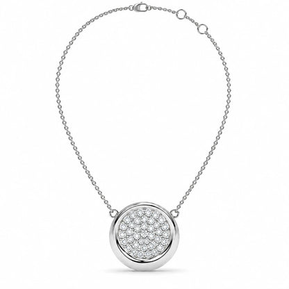 Round Cluster Diamond Pendant Necklace – 0.56 CTW White Gold Full Chain